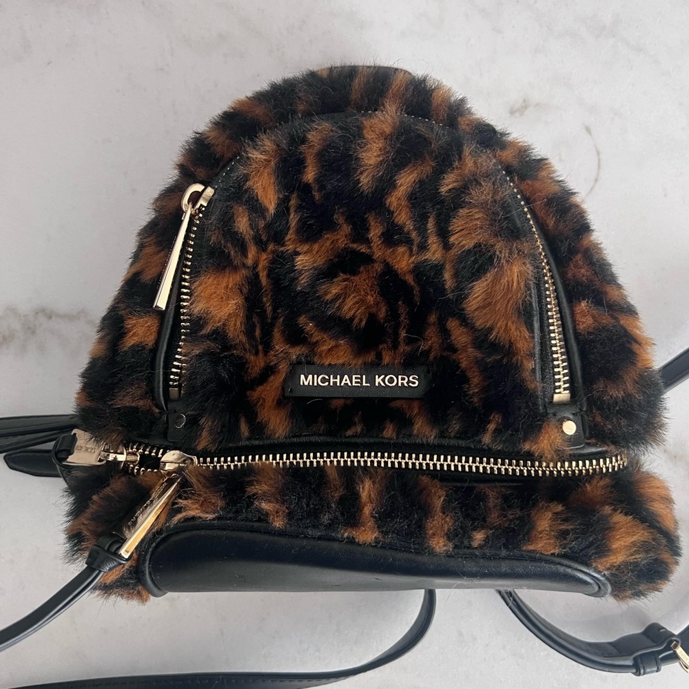 Michael Kors mini Rhea Faux Fur Backpack